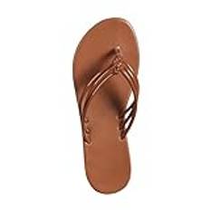 Flip Flops dam 40 svart med fotsäng: sommarsandaler dam lädertofflor fashionabla badtofflor bekväma fritidssandaler lätta strandsandaler eleganta tofflor allmatch tåtofflor, BRUN, 39 EU