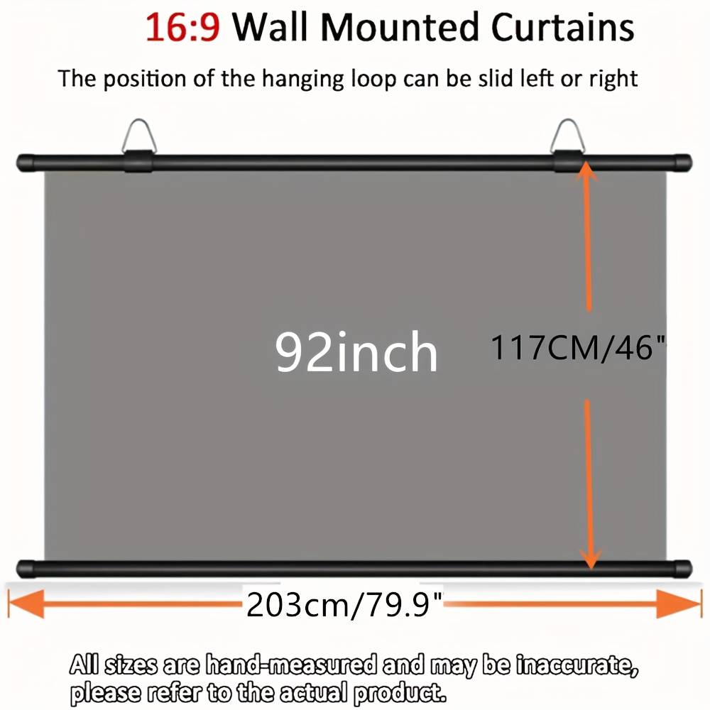 TEMU Manual Splicing Projector Screen | Hd Home Theater/movie/office/party Essential, 4k Portable Screen, Bedroom/living Room Decoration, 16:9 Format 72/100/120 Inches, Lycra Material By Xiaohui