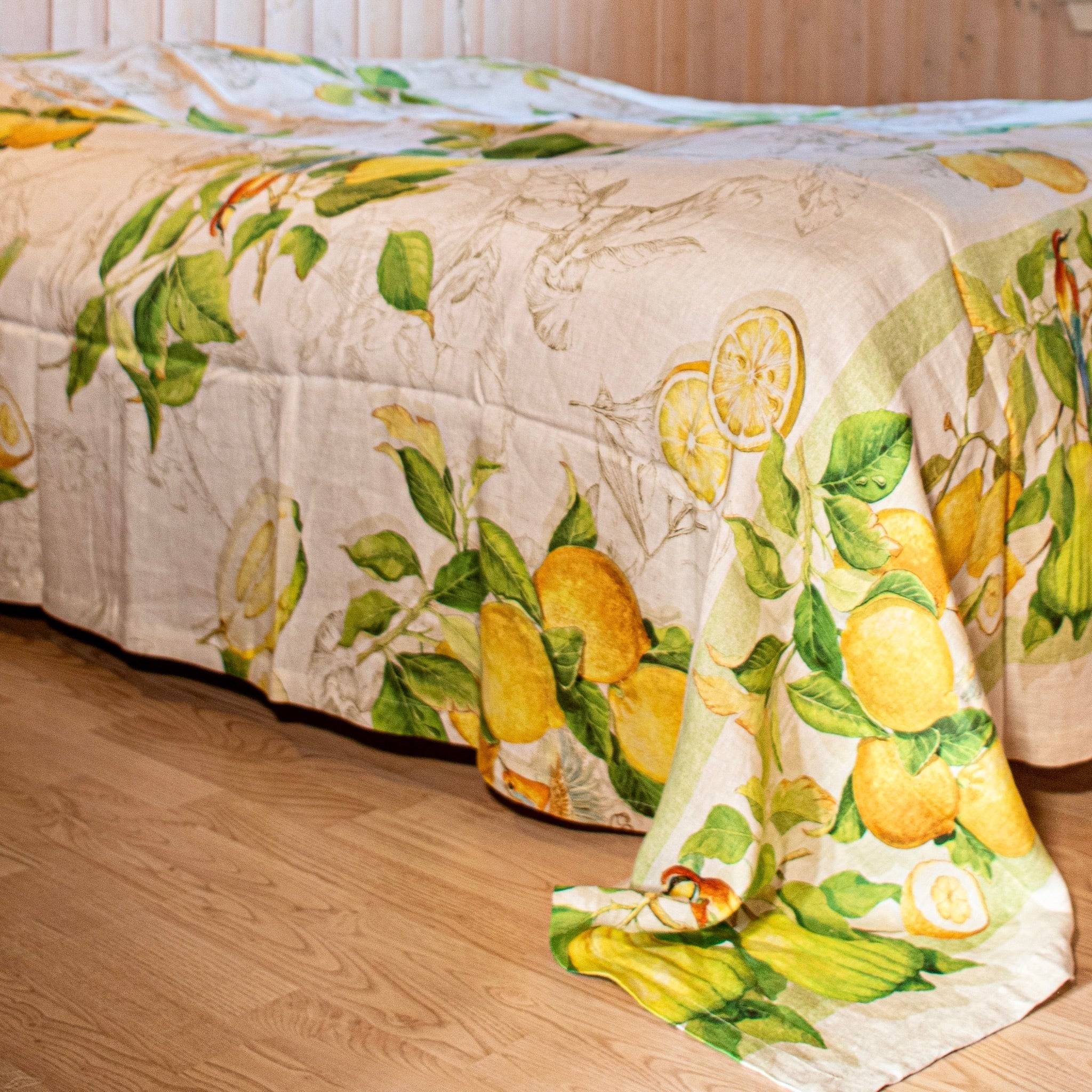 Linen bedspread with lemons – Limoncello – several variants - 270x280 cm