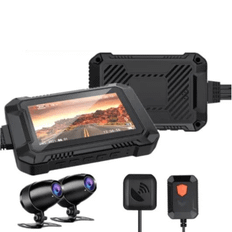 1080P Dashcam til Motorcykel med 3" IPS skærm - GPS, Wifi, Filmer foran og bagved