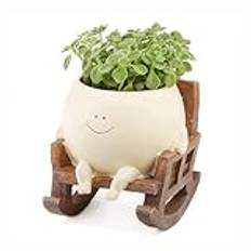LANDENGWANG planterare krukor gungande smiley kruka harts planterare kruka med dränering söta blomkrukor för suckulenter växter bor inomhus utomhus planterare för krukväxter ansikte planterare kruka