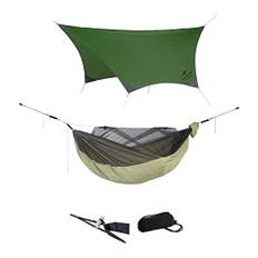 AMAZONAS Overnight Set - Ultra Light Hängematte Moskito Traveller Quilted + Adventure Rope + Wetterschutz Traveller Tarp