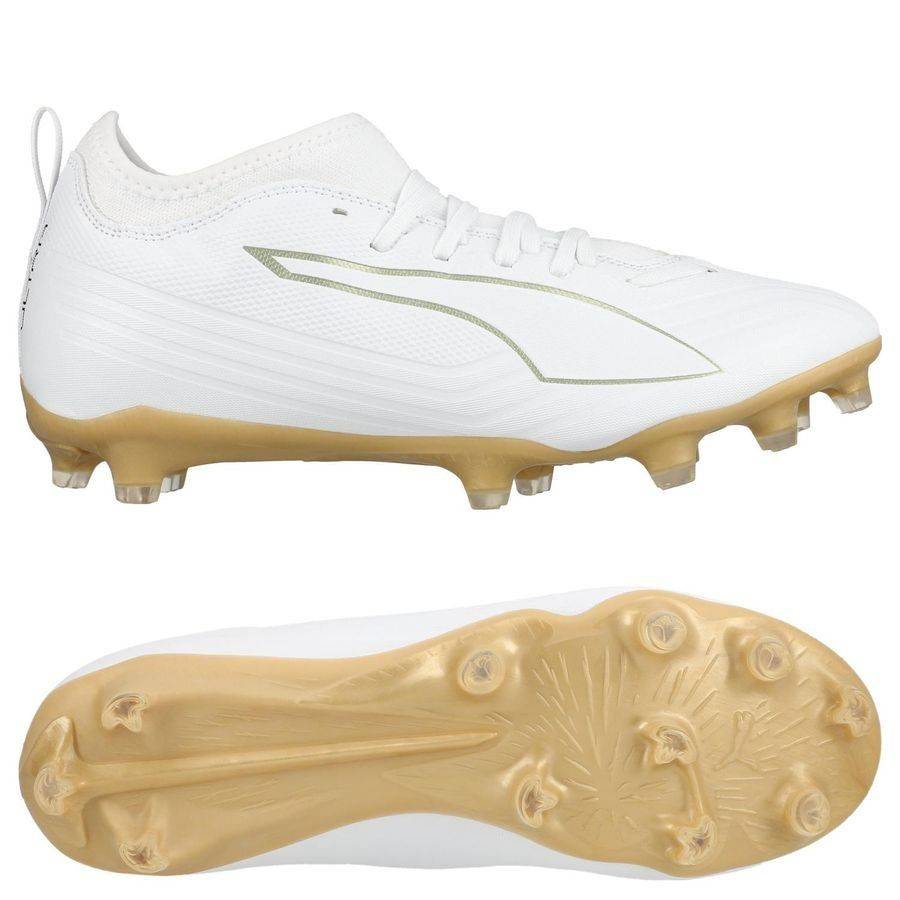 PUMA Ultra 6 Match FG/AG White Gold - PUMA Hvid/Guld/PUMA Sort Børn