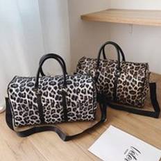 Leopard resväska med stor kapacitet, pu hinkväska, märkesaffär, unisex fitnessväska, simväska ,18 tums kvinnlig handväska - Gul