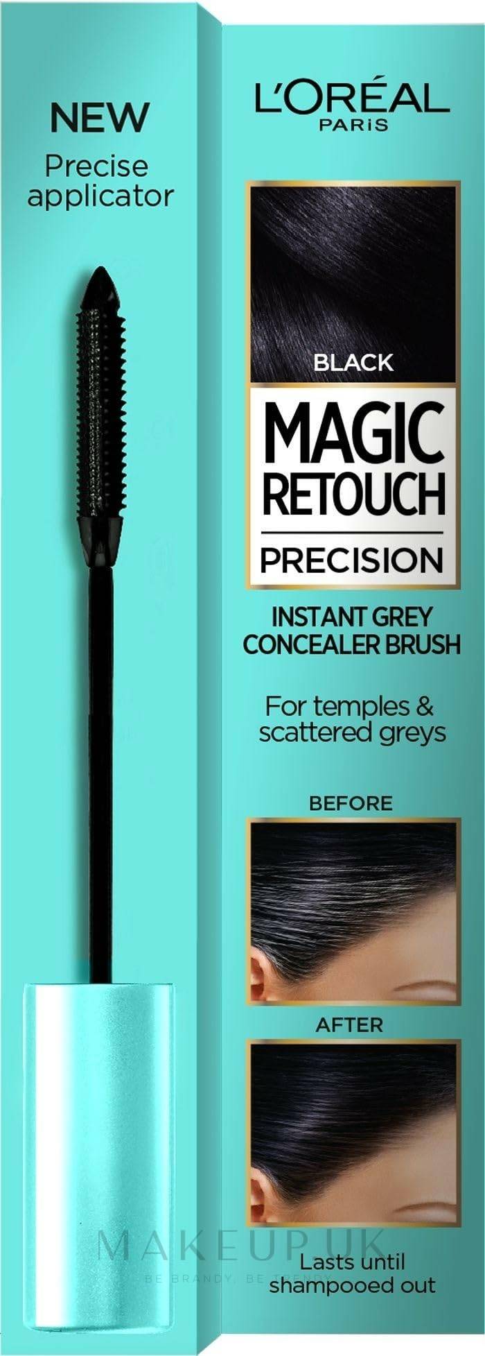 L’Oreal Magic Retouch Svart Grå Rotfärgare Borste | Omedelbar Hårfärgning | Tillfällig Rotfärg | Precisionsapplikator | Håller Tills Schampo blue