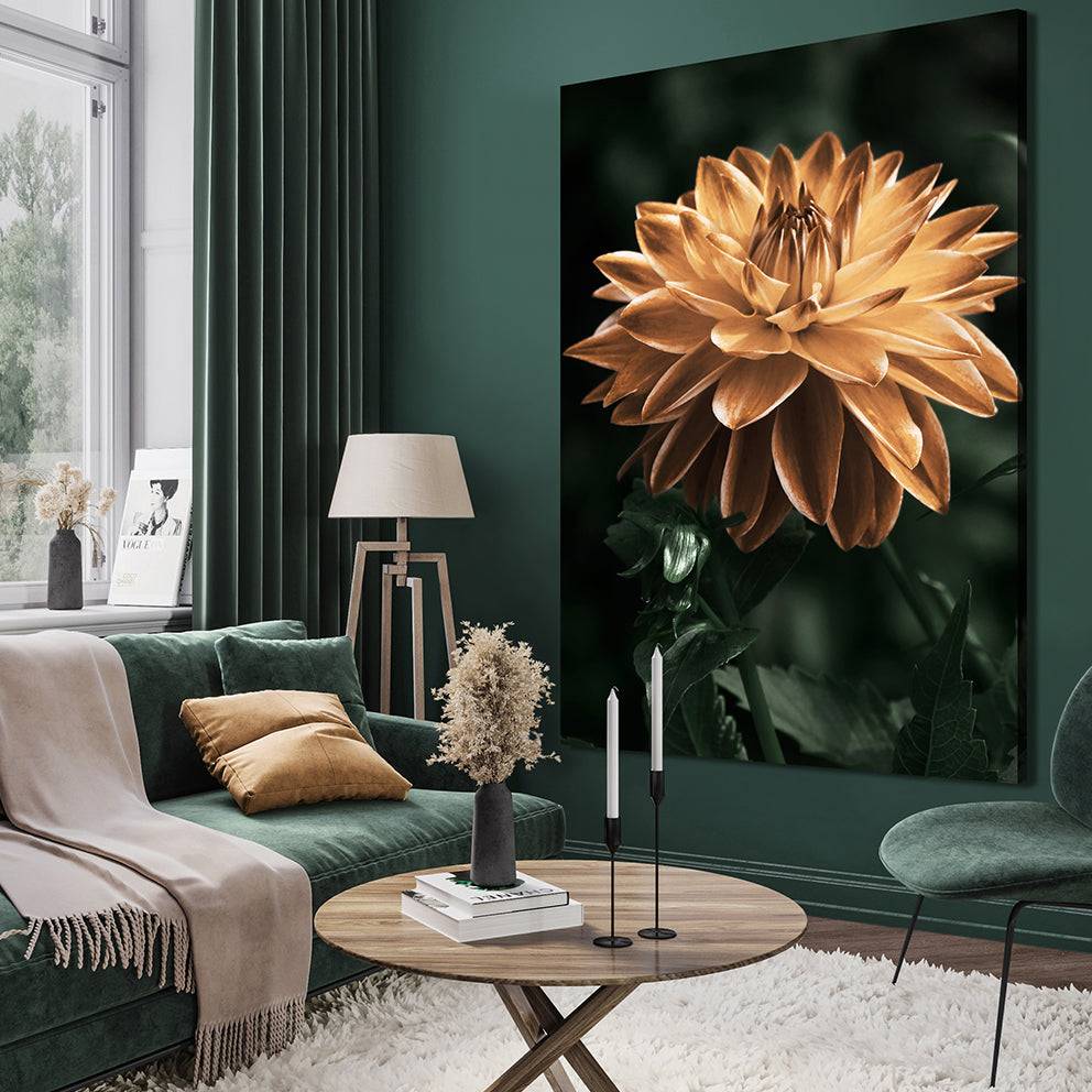 Ljuddämpande tavla - Dahlia - Orange, Grön