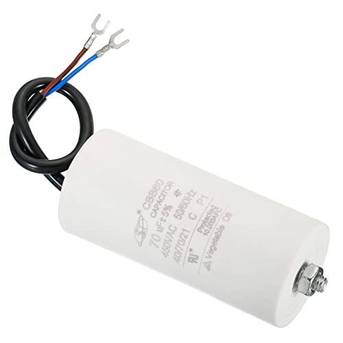PATIKIL CBB60 70uF Kondensatorsteg, AC 450 V 2 kablar 50/60Hz bottencylinder med skruvar 115 x 50 mm för tvättmaskin, vattenpump motorstart