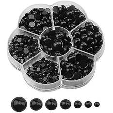 500 stk Runde Sorte Flade Dukkeøjne 3mm-12mm Plastikøjne, Assorterede Størrelser Knapper Øjne Til Teddybjørn Dukke Plysdyr Dukkehåndværk