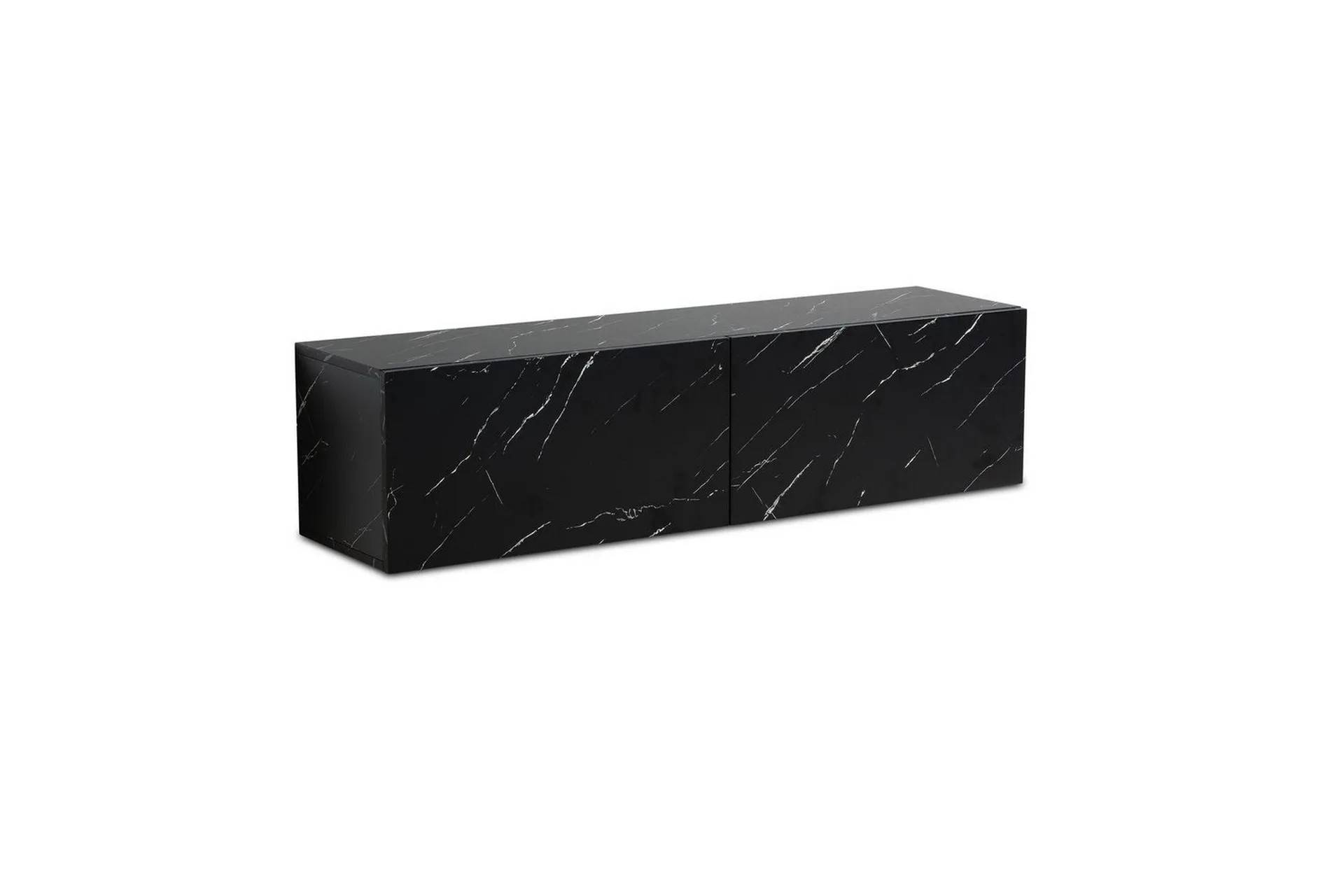 Wohnling Lowboard Folierad upphängning med luckdörr, modern Marmor, Svart, 120 cm - TV hylla Svart