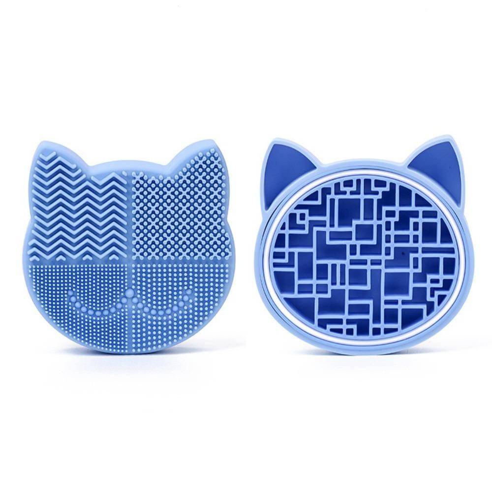 Silicone Makeup Brush Cleaning Box 2 in 1 Multifunction Make Up Tool Scrubber Box Dry And Wet Two-sided Washing Brush Pad blå