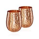 NKlaus 2 x kopparkoppar ren koppar 100 % ayuverda dryckesbägare oval Moscow Mule 500 ml 11262
