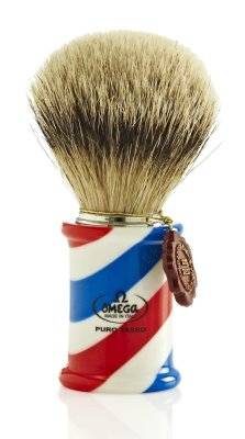 Omega Silvertip Badger "Barber Pole" Rakborste