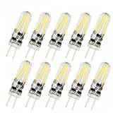 POCKETMAN 10-pack 2 W G4 LED-glödlampa, bi-pin bas 2 x filament COB LED-lampor, motsvarande 20 W halogenlampa, DC 12 V, varm vit