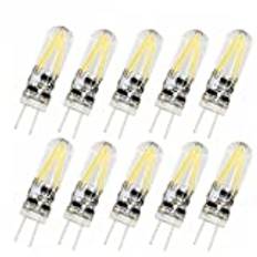 POCKETMAN 10-pack 2 W G4 LED-glödlampa, bi-pin bas 2 x filament COB LED-lampor, motsvarande 20 W halogenlampa, DC 12 V, varm vit