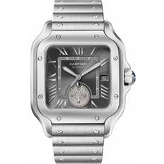 Santos De Cartier Large Model Grey Dial Stainless Steel Men's Watch WSSA0076