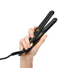 Hårplattång mini plattång för kort hår, Tourmalin keramik liten hårstraigare, resenär mini hårstraight med fodral, automatisk avstängning, tvåspänd, justerbar temperatur