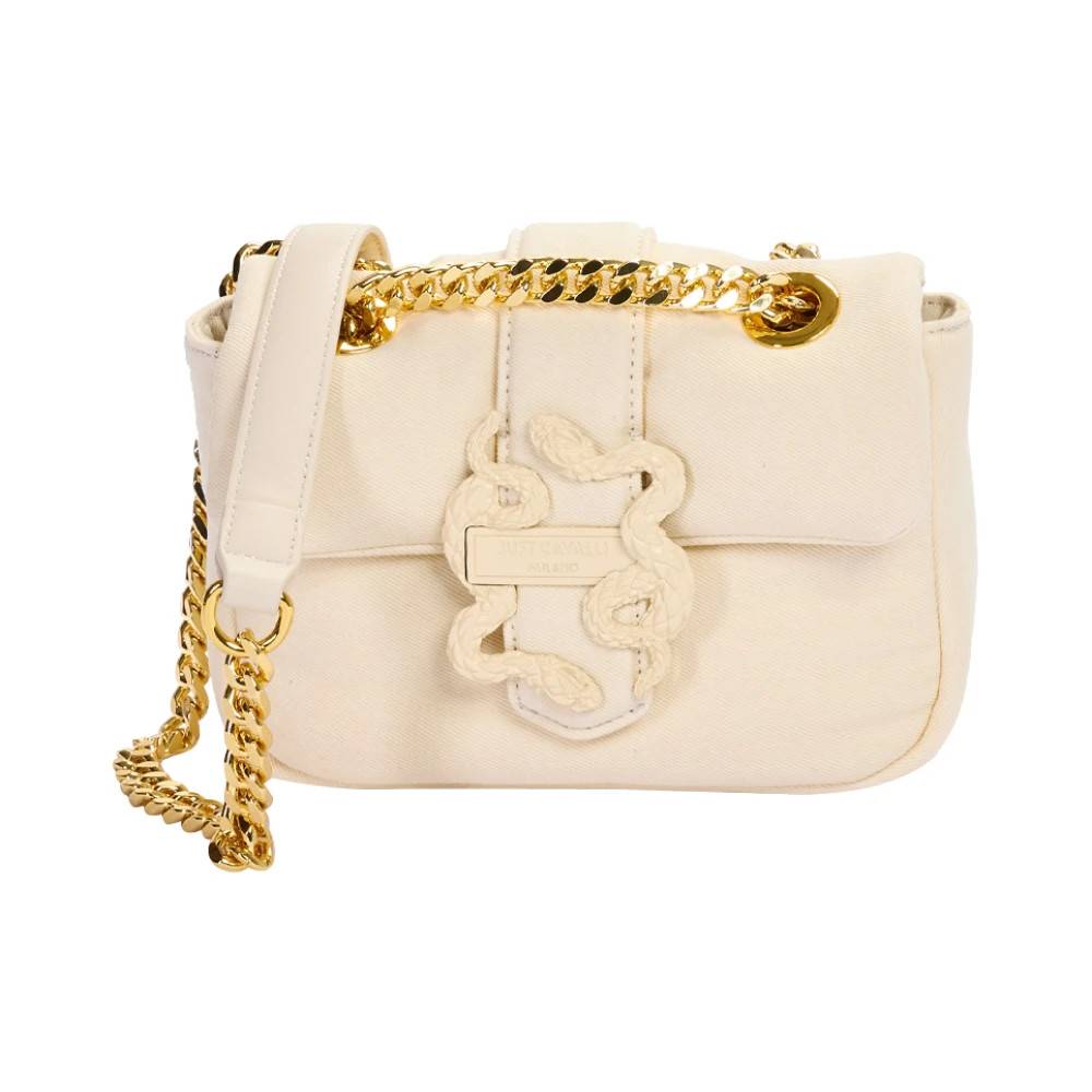 Just Cavalli Slange Puffy Taske i Rosa - Tasker - Dame - Lyserød - ONE SIZE - Uld