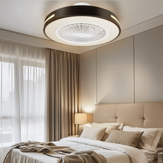 WB SMART LED LOFTLAMPE MED VENTILATOR - LYS 55W (DC Motor 15W + LED 40W) CCT/SORT HVID/INFRARED FJERNBETJENING/6 TRINS - Kulør : CCT (Varm til Kold Hvid)