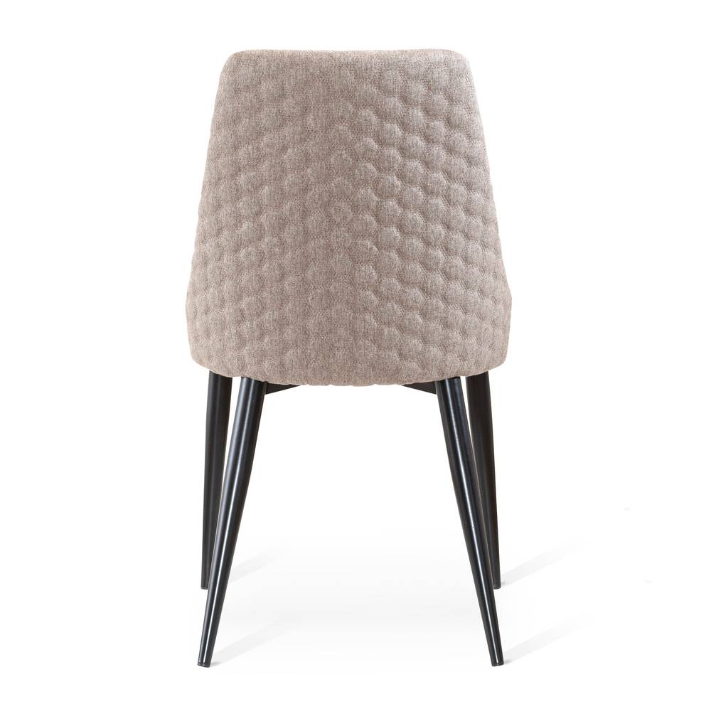 Matstol beige tyg, ben svart metall