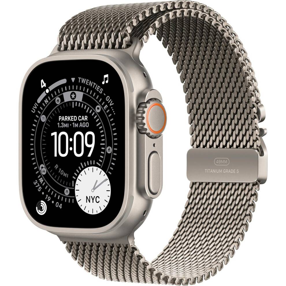 Apple Watch Ultra 3 GPS+Cellular 49 mm Naturlig Titanium Urkasse MEWY4 M Naturlig Titanium Milanese Loop