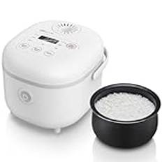 Bar Bear riskokare med 3,5 koppar (okokt) med ångkokare, 350 W multifunktionell Mini Rice Cooker, 6 funktioner för riskokning för 2-4 personer, vit