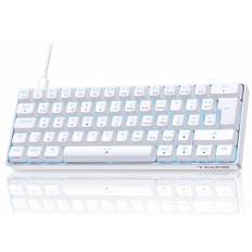 TMKB T61SE Gaming Mechanische Tastatur mit Deutsches QWERTZ Layout,Blauer Schalter,weiße