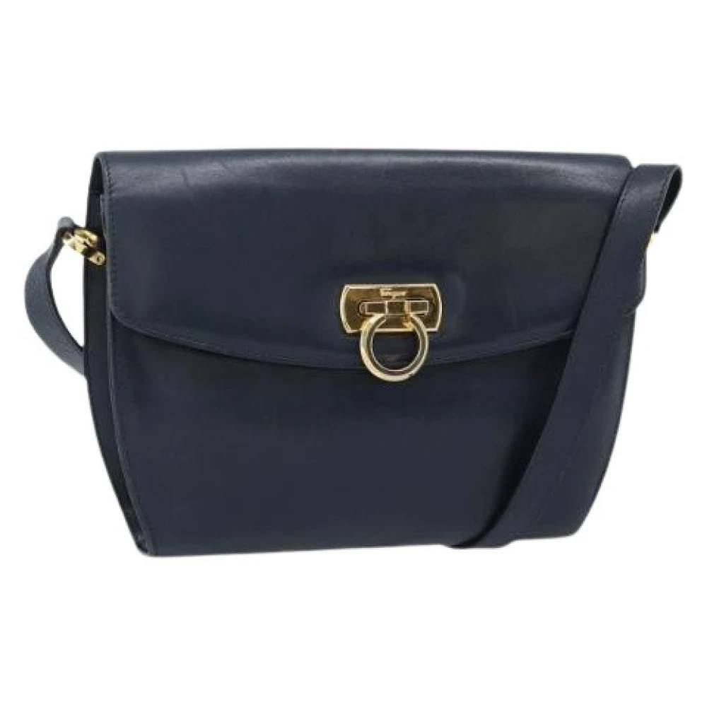 Salvatore Ferragamo Pre-owned Pre-owned Shoulder Bag - Vintage - Dame - Blå - ONE SIZE - Uld