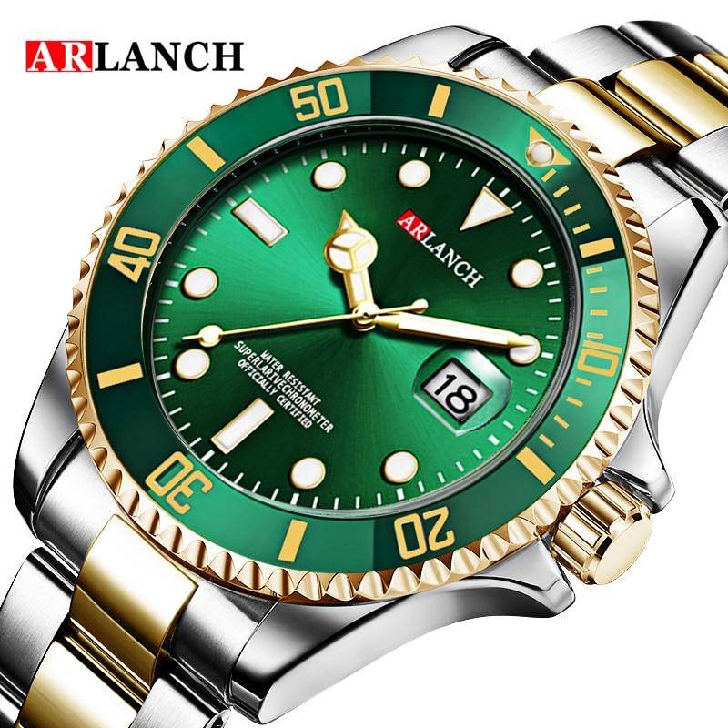 2022 New Water Ghost Rostfritt Stål Toppmärke Lyx Submariner Sport Vattentät Klassisk Design Män Grönt Mode Kvartsklocka svart/blå