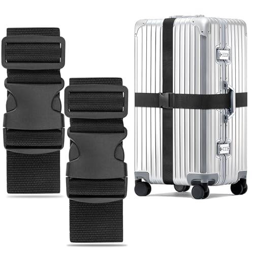 WISYOK 2 stycken Resväskbälte bagageband, 130-250cm, Svart
