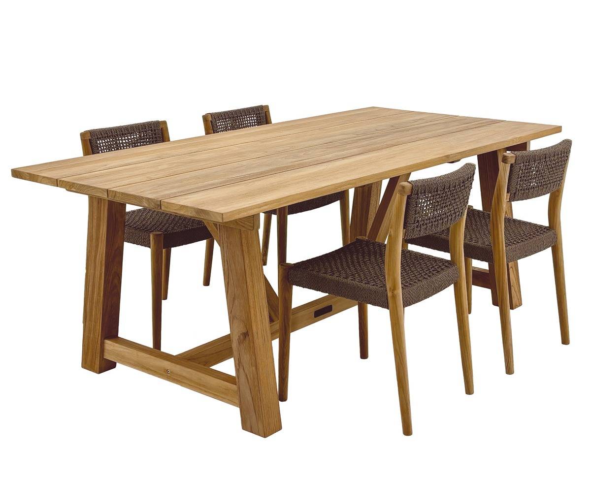 Hercules Tonka Havemøbelsæt m/4 stole - 100x200 - Kerneteak.