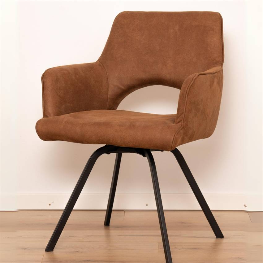 Nordic Design Malthe spisebordsstol - Rustrikt cognacfarvet stof | Møbelsalg.dk