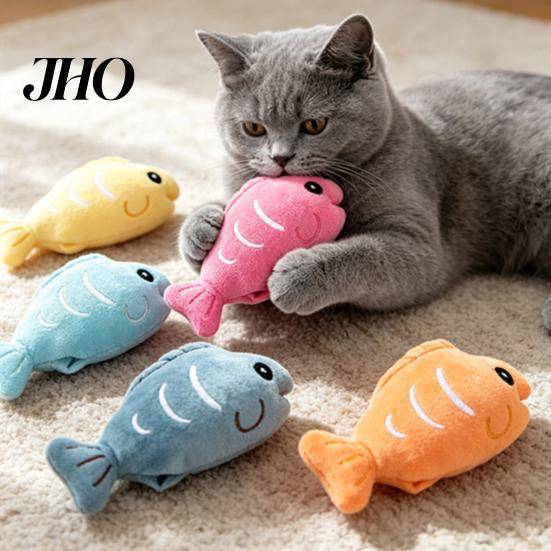 Kattmynta Fylld Fiskleksak Plyschkatt med Mjuk Tuggbar Crinkle Hudvänlig för Katter Inomhuskattungar Tandfällning Jaktinstinkt rosa röd färg