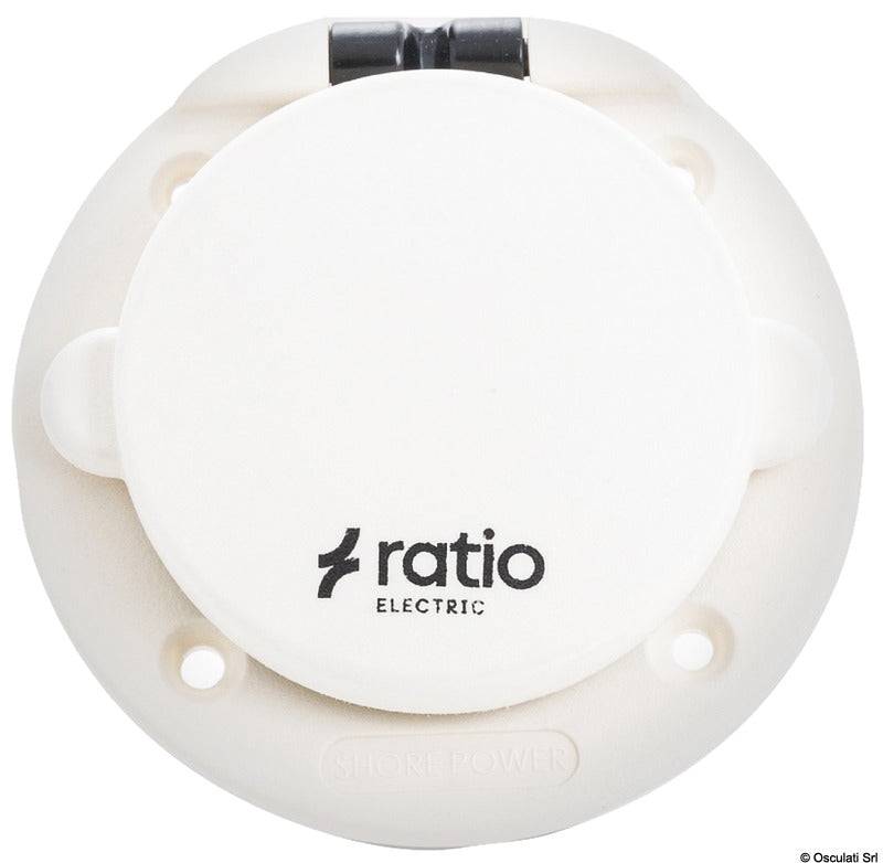 Ratio Electric MP16 landstrømsindtag i hvid polyamid, 16 A/250 V