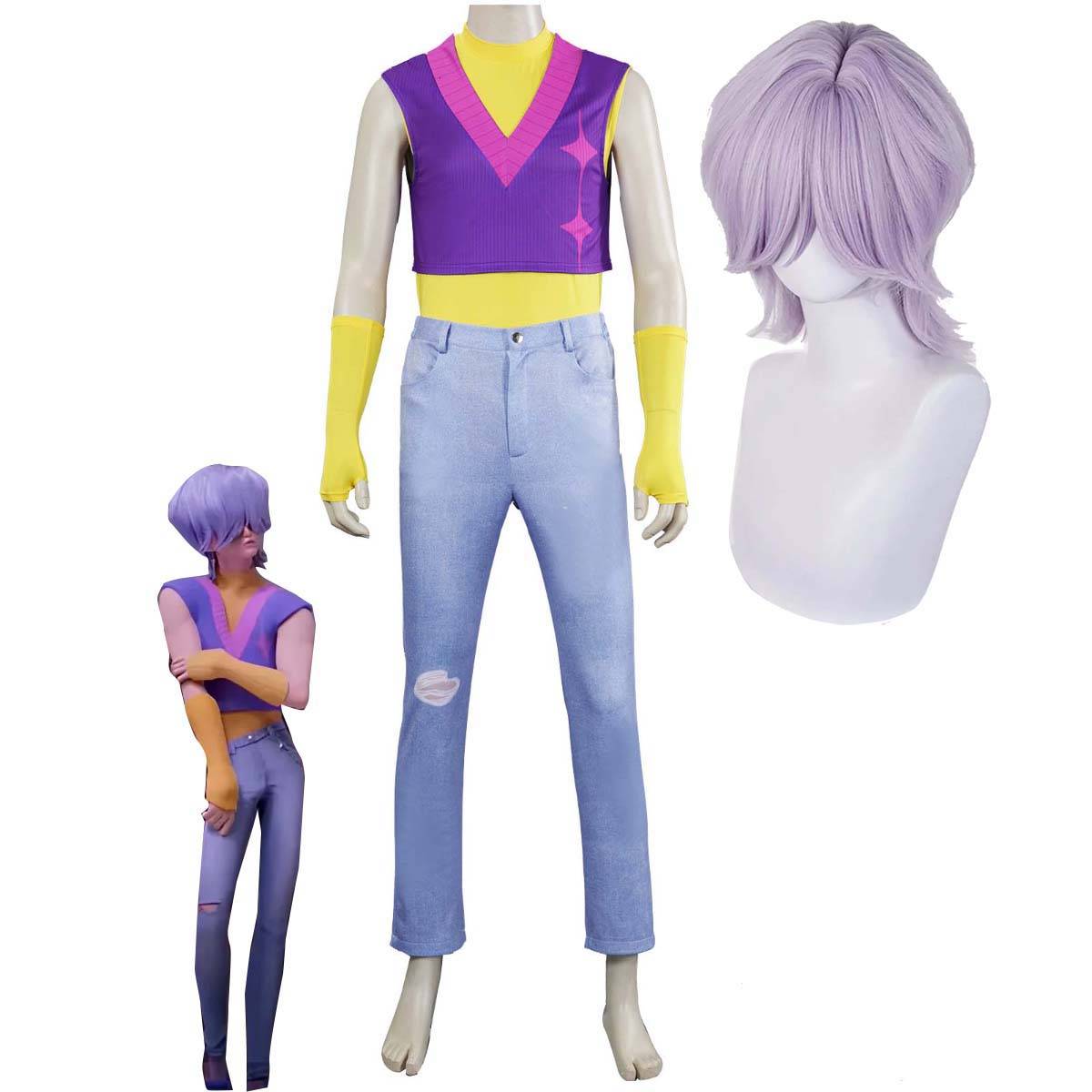 Animefilm Cosplay Saja Pojkar Mysterium SODA POP Kostym AOKG-170 cm violett