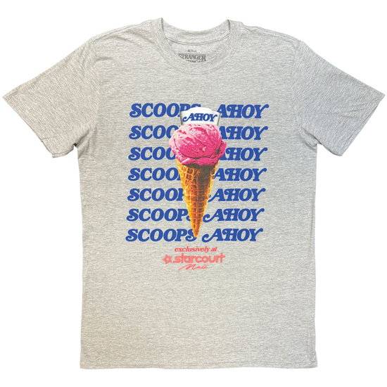 Netflix - Stranger Things Unisex T-Shirt: Scoop Ahoy Ice Cream (Grey)