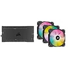 Corsair iCUE SP120 RGB ELITE Performance 120mm PWM Triple Fan Kit with iCUE Lighting Node CORE & Corsair iCUE COMMANDER CORE XT, Digital fläkthastighets- och RGB-belysningsstyrenhet, Svart