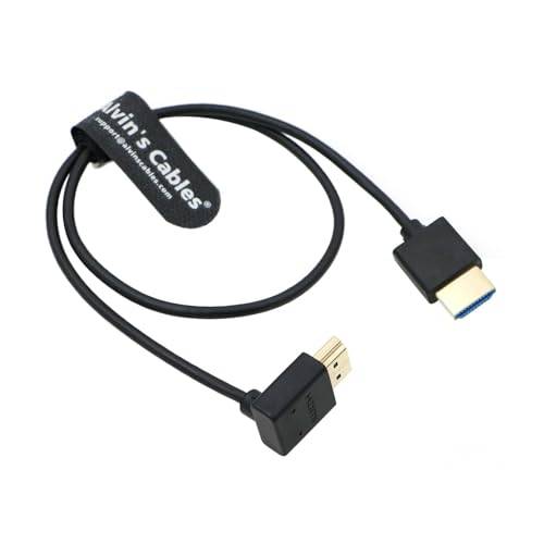 Alvin's Cables 8K HDMI 2.1 Kabel Höghastighets Tunn Rak HDMI till Uppåtvinkel HDMI för Atomos Ninja V-skärm, Z CAM E2, för Sony FS5| FS7| A7S3 Kameror 19,7 tum | 50 cm