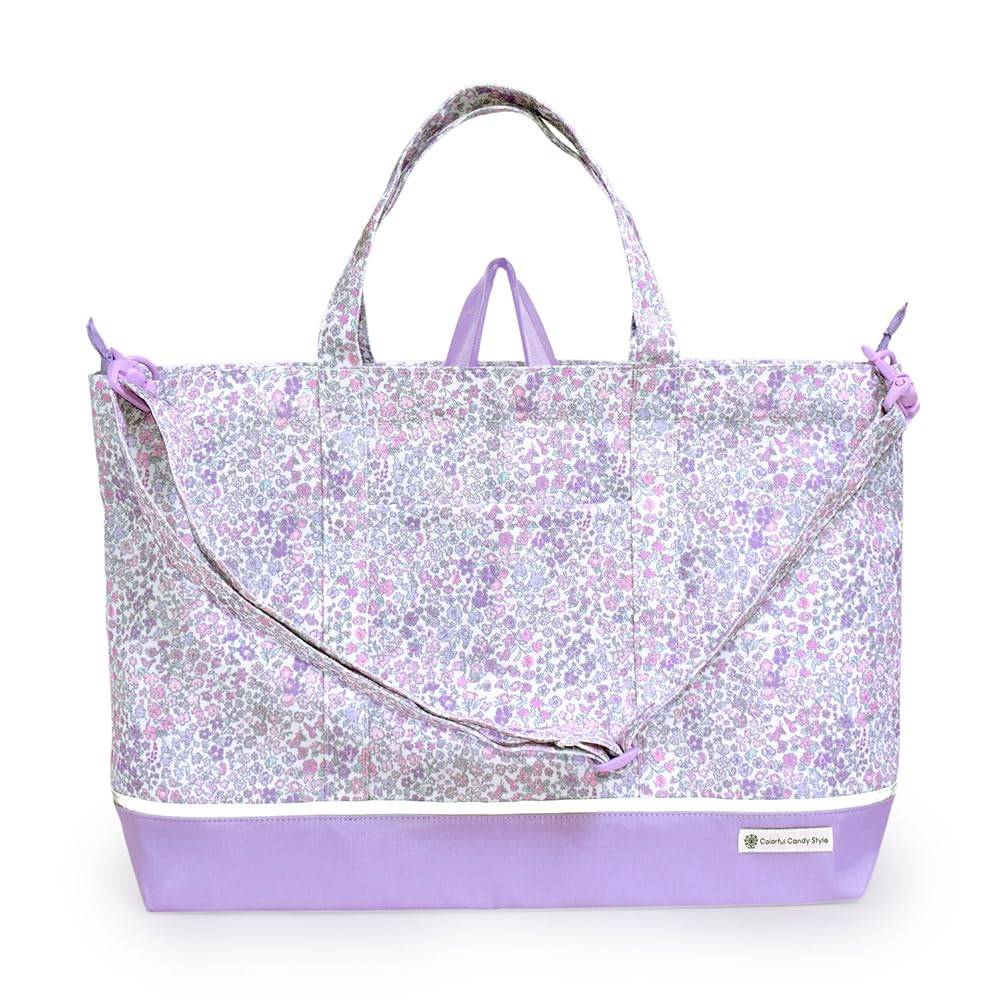 COLORFUL CANDY STYLE Gusseted Shoulder Bag [2026 Spring Model] Water-Repellent, Lightweight Floral Mist Design, Stain-Resistant, Wrinkle-Resistant, La