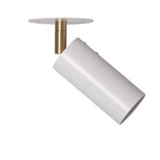 Rubn Joey Spot with Plate - Small - H16.5cm - White-Brass