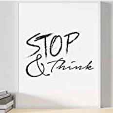 Handmade By Stukk Stop & Think inspirerande positiva tankar citat affisch tryck vägg (A2 - (420 x 594 mm)