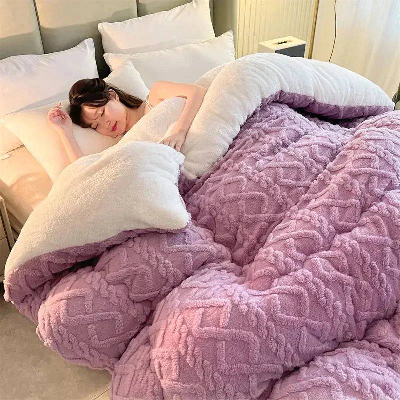 SereneSleep Vinter Påslakan - Lyxig Kasjmirk Fleece Täcke för Ultimat Vinterkomfort - Mörkrosa / Kingsize | 200 x 230 cm