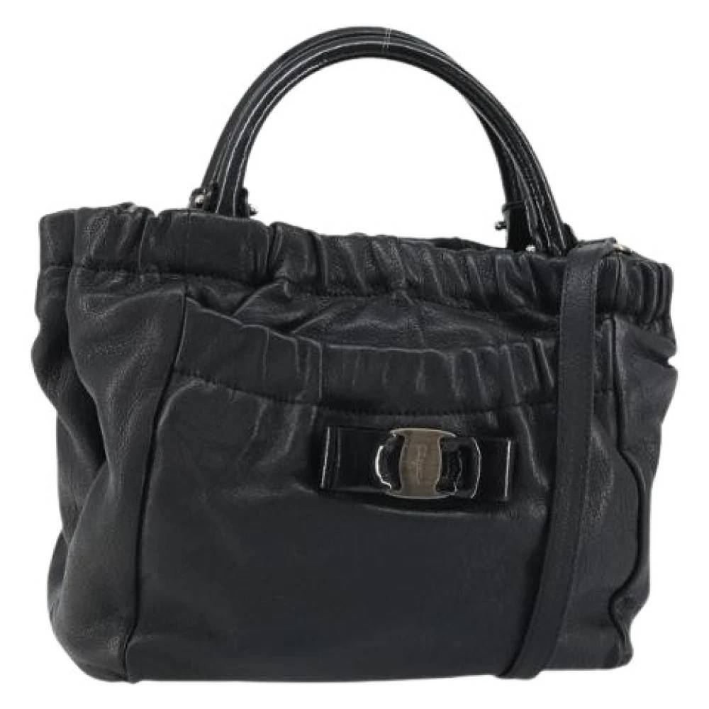 Salvatore Ferragamo Pre-owned Pre-owned Læder Håndtaske - Vintage - Dame - Sort - ONE SIZE - Læder