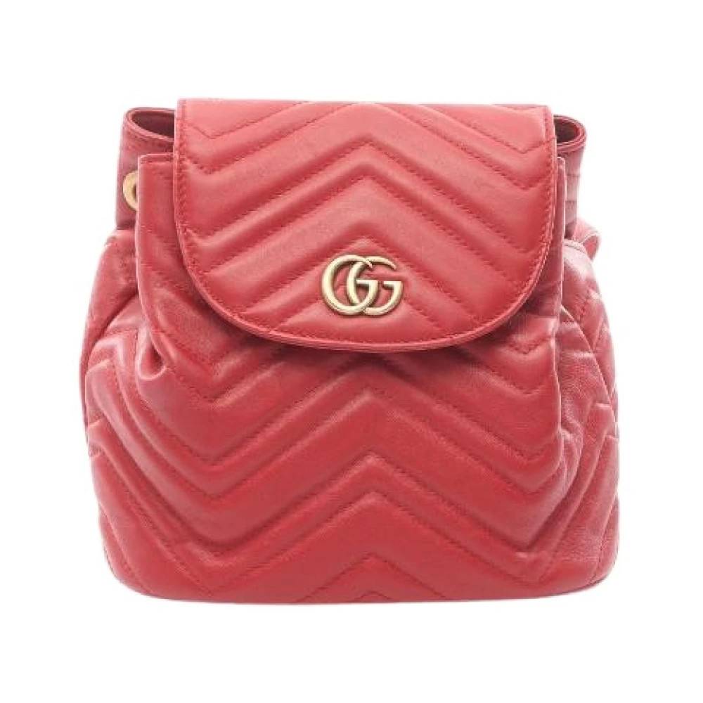 Gucci Vintage Pre-owned GG Marmont Læder Rygsæk - Vintage - Dame - Rød - ONE SIZE - Læder
