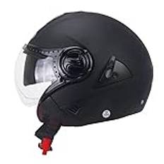 Klassisk MC-halvhjälm Med Visir, Retro Open Face MC-hjälm ECE/DOT-godkänd, Motorcykel Flip Up-hjälm, Street Hjälm För Scooter Cruiser Moped,M=(57-58cm),DD