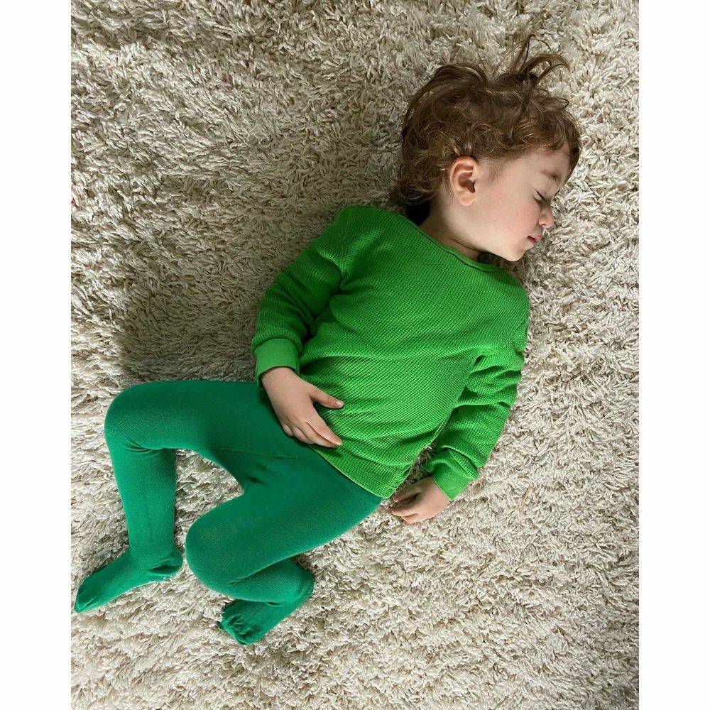 Barn strumpbyxor Emerald green- med halkskydd 1-10år: (98cl) 2-3år