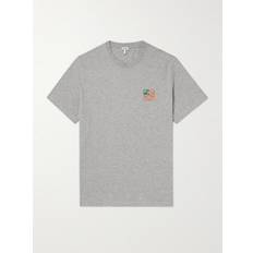 LOEWE - Slim-Fit Logo-Embroidered Cotton-Jersey T-Shirt - Men - Gray - XL