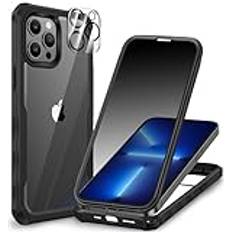 CENHUFO insynsskydd skal för iPhone 13 Pro Max, med inbyggd integritet glas, skärmskydd och kameraskyddsfolie 360 graders mobiltelefonfodral stötsäkert stötdämpare, anti-spy cover case – svart