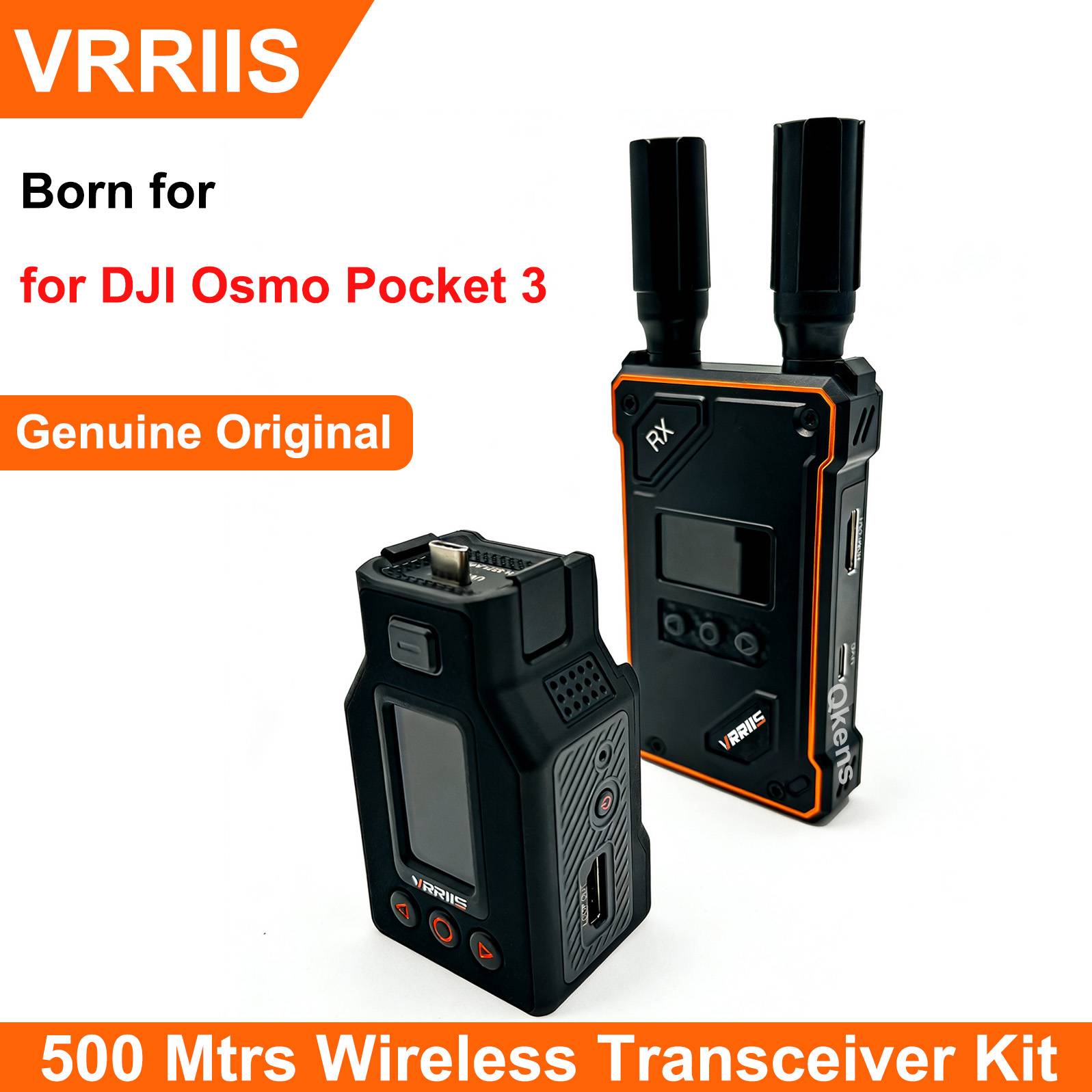VRRIIS Wireless HDMI Extender Video Transmitter Receiver for DJI Pocket 3 4 Camera Live Streaming UVC Record 500m Transmission