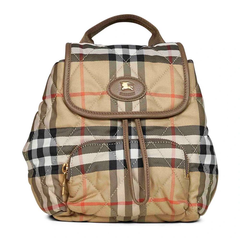 Burberry Horseshoe Check Nylon Rygsæk - Tasker - Dame - Beige - ONE SIZE - Nylon