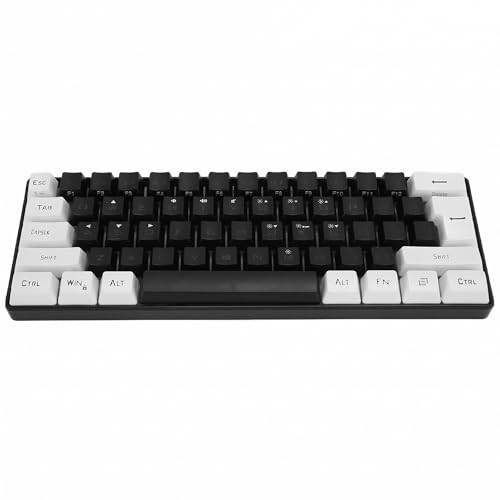 60% Mini RGB-tangentbord, 61 Tangenter LED-bakgrundsbelysning Ergonomisk Mekanisk Känsla Kabelanslutet Speltangentbord för Kontorsspel (Svart)